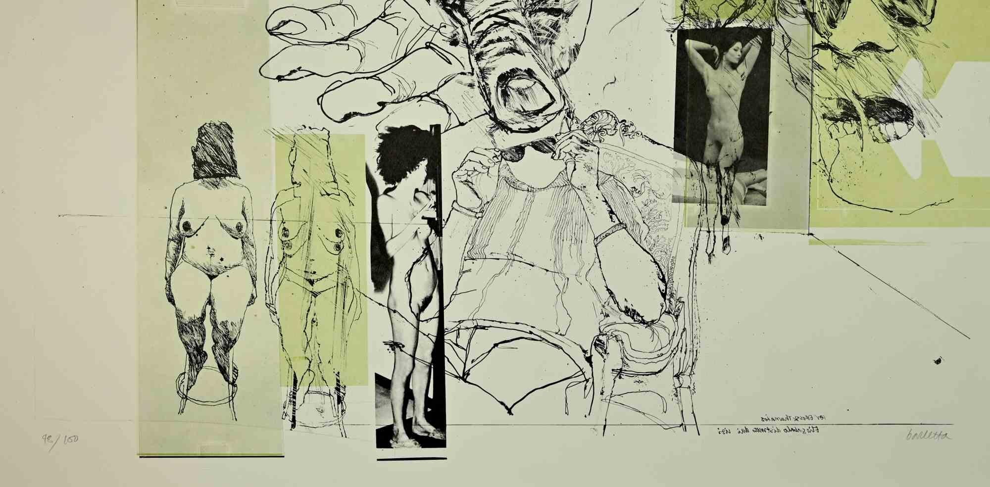 Eros and Thanatos - Etching h by Sergio Barletta - 1970s For Sale 1