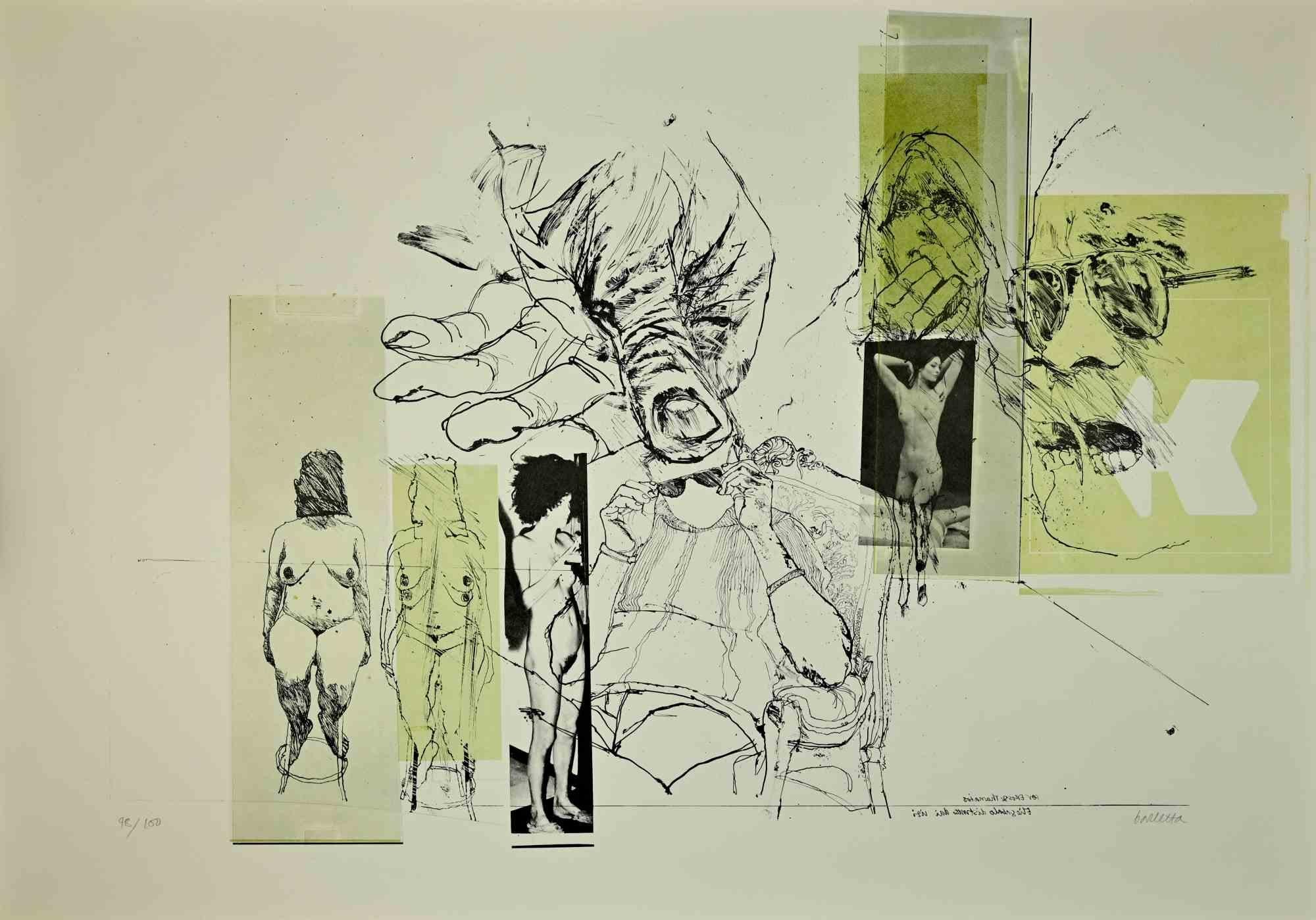 Eros and Thanatos is an Etching realized by Sergio Barletta in the Early 1970s.

Hand-signed on the lower right in pencil

Numbered. Edition of 180 prints.

Good conditions.