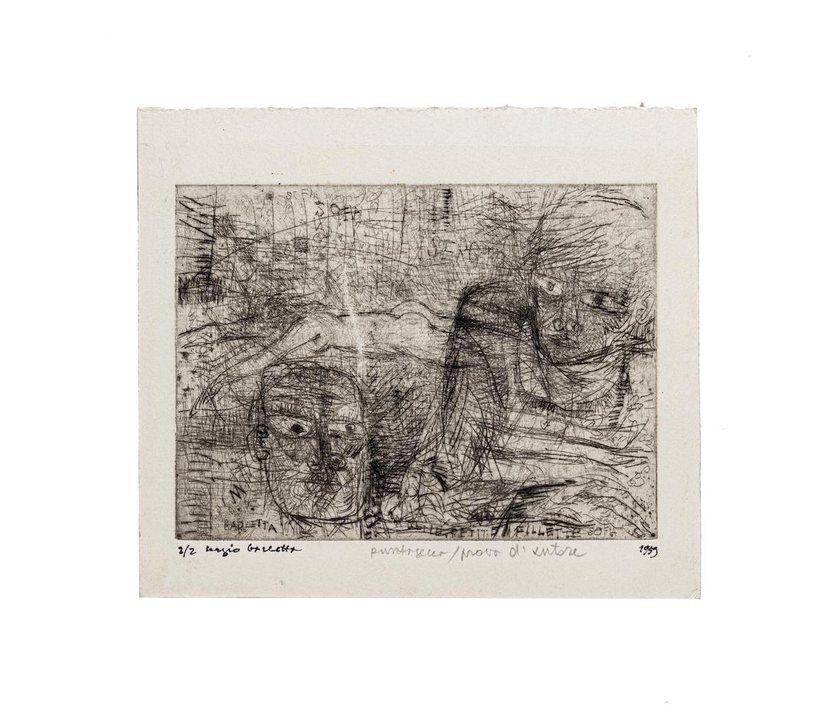 Figuras - Aguafuerte de Sergio Barletta - 1959 en venta 1