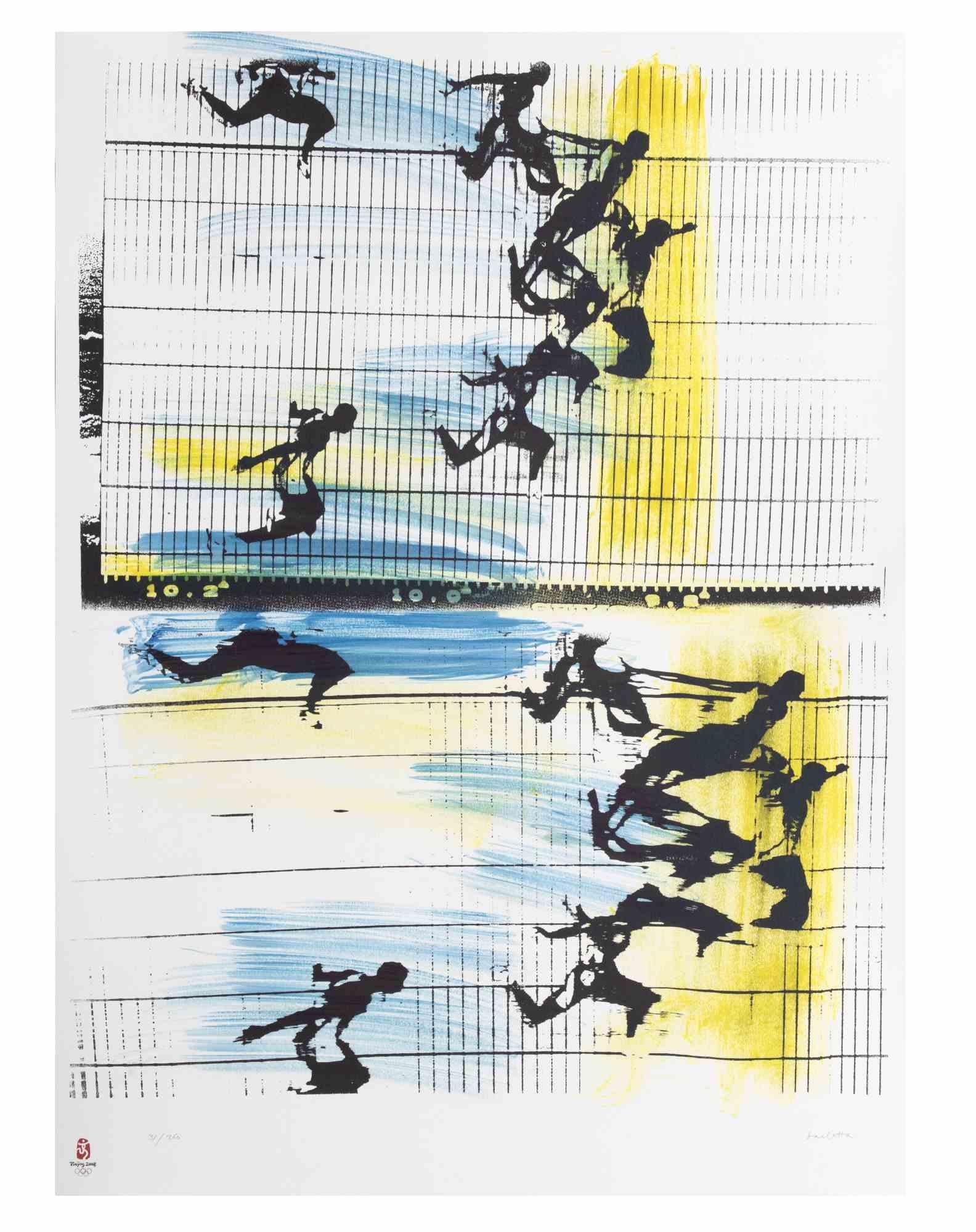 Fotofinish è una litografia realizzata da Sergio Barletta nel 2008.

Appartiene alla Suite "Giochi Olimpici di Pechino 2008".

Condizioni eccellenti.

Firmato a mano.

Edizione di 260 esemplari.