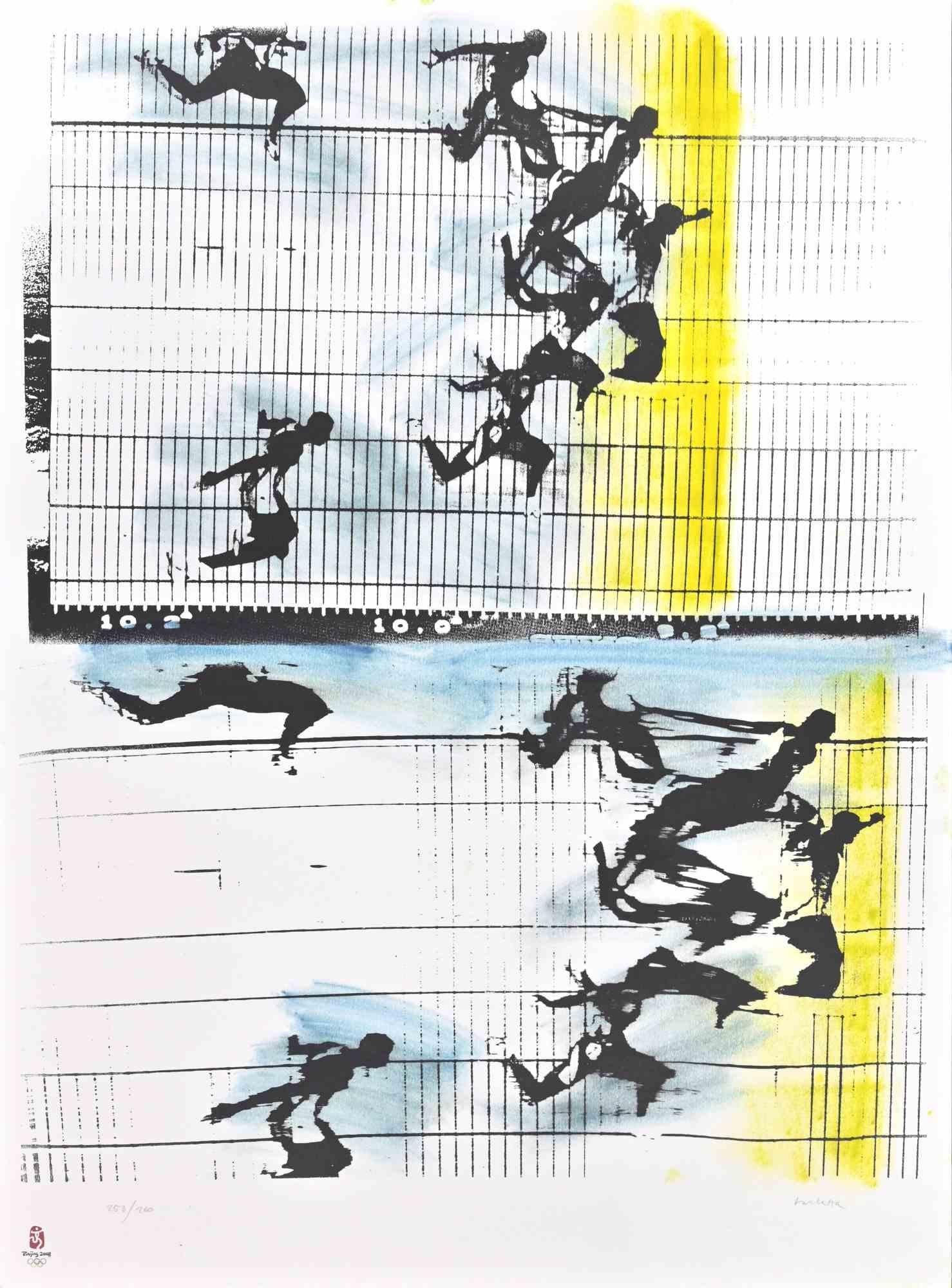 Fotofinish è una litografia realizzata da Sergio Barletta nel 2008.

Appartiene alla Suite "Giochi Olimpici di Pechino 2008".

Condizioni eccellenti.

Firmato a mano e numerato.

Edizione di 260 esemplari.
