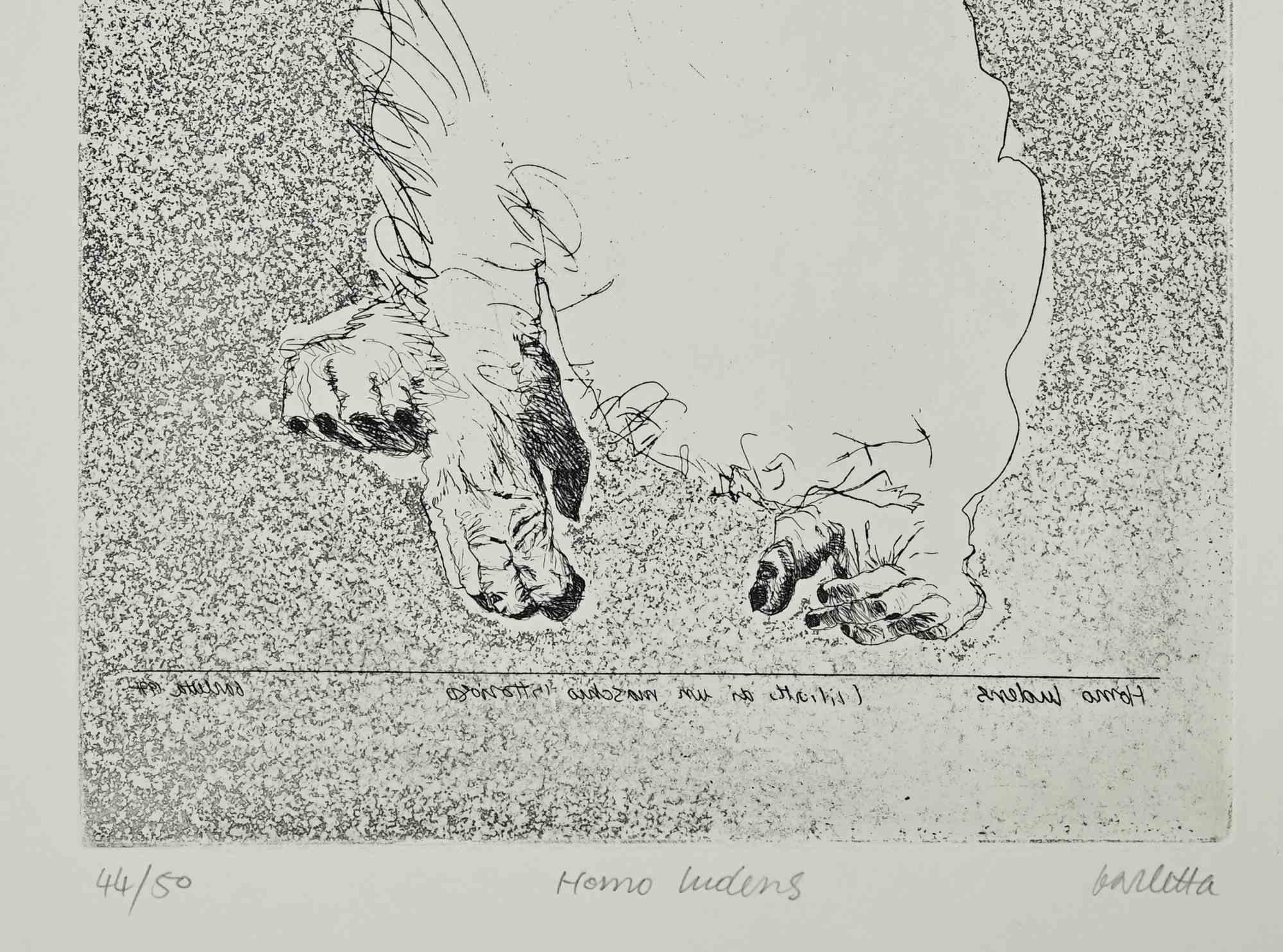 Homo Ludens - Etching by Sergio Barletta - 1960s For Sale 1