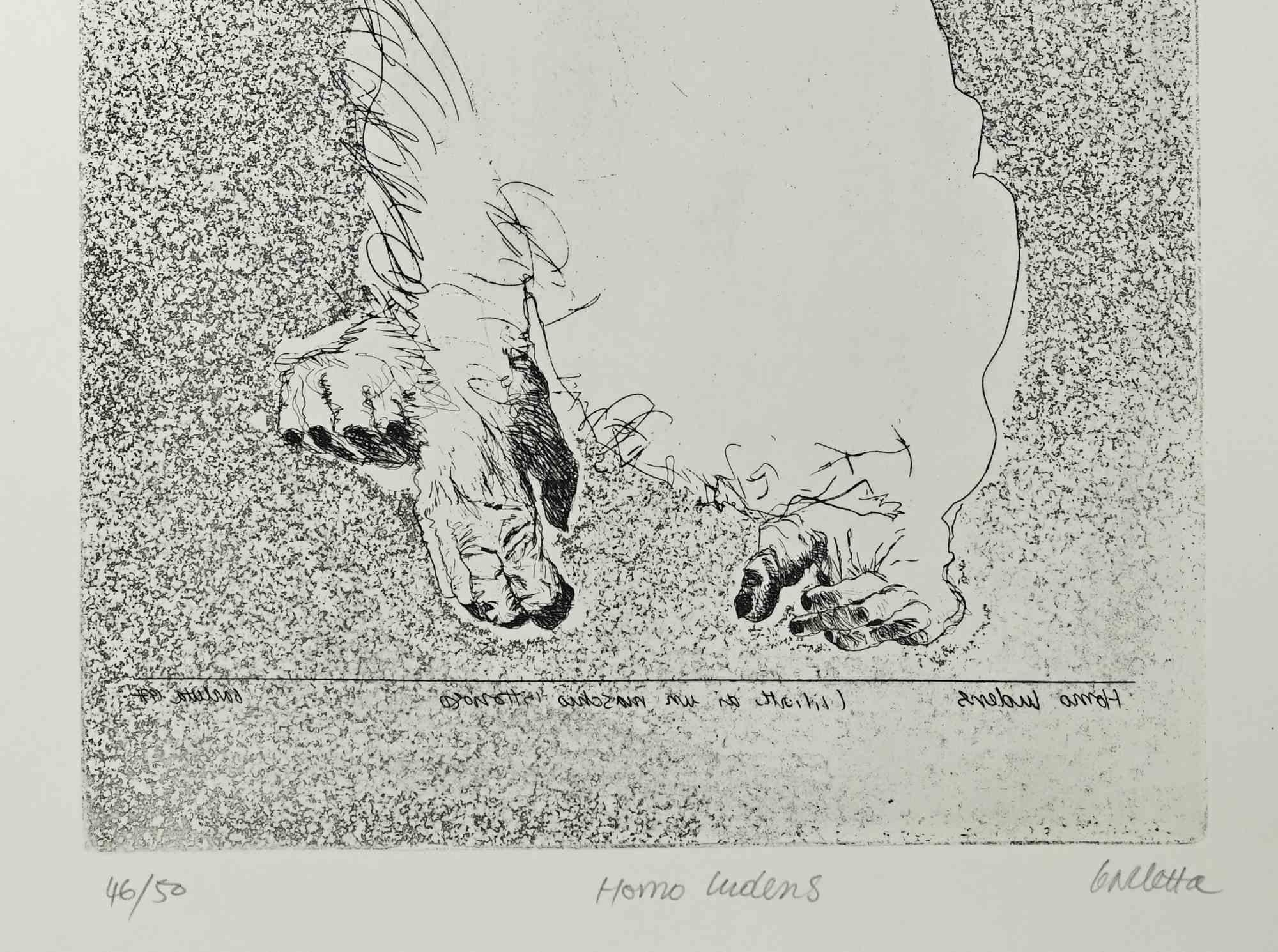 Homo Ludens - Acquaforte di Sergio Barletta - Anni '60 in vendita 1