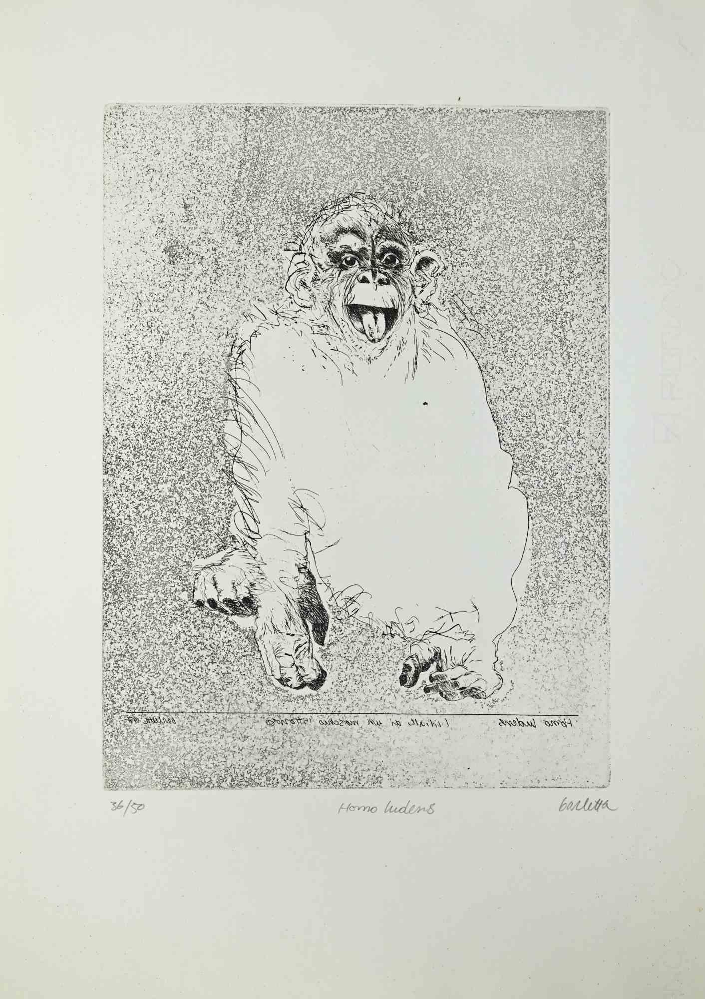 Homo Ludens - Etching by Sergio Barletta - 1960s