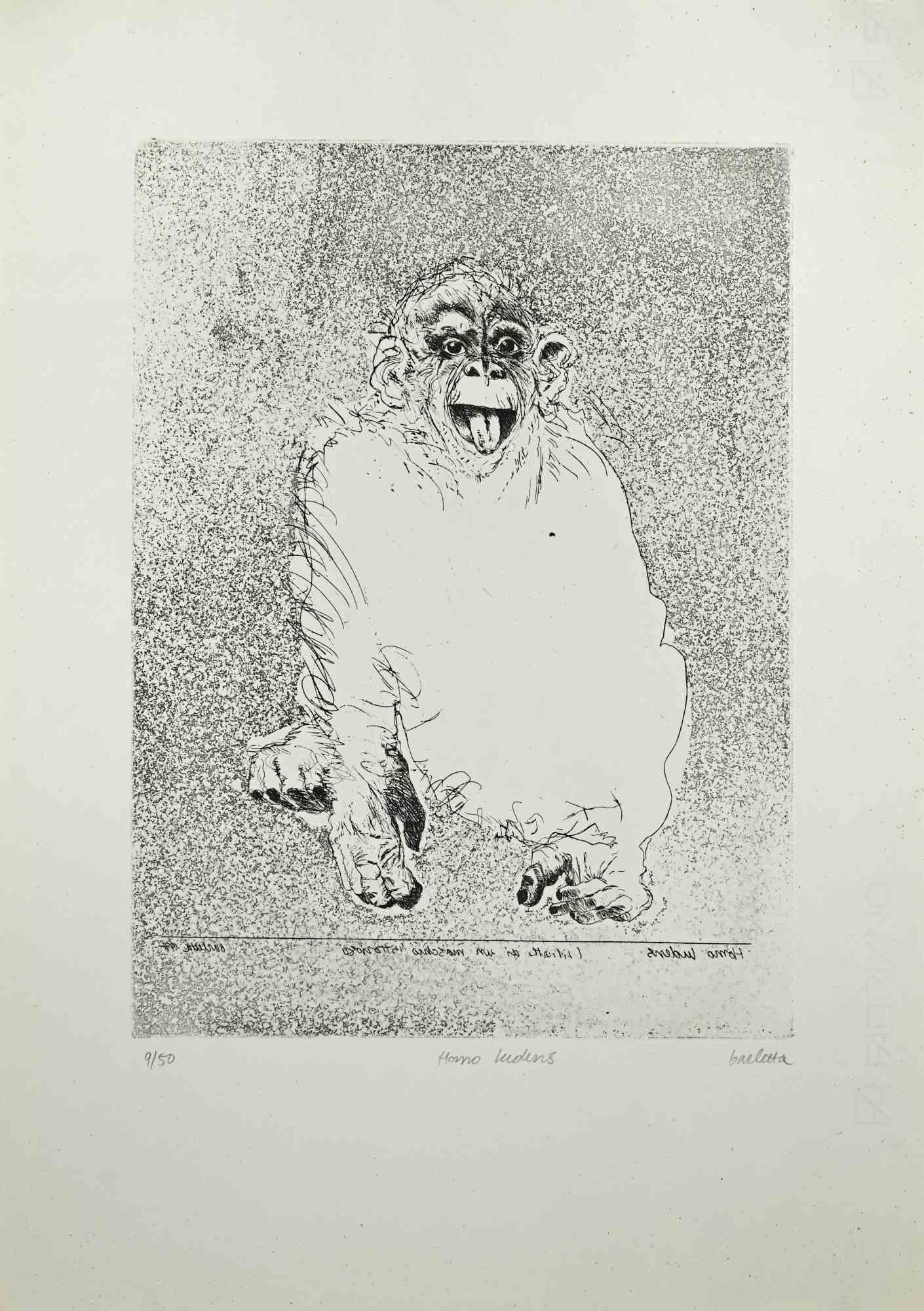 Homo Ludens - Etching by Sergio Barletta - 1960s