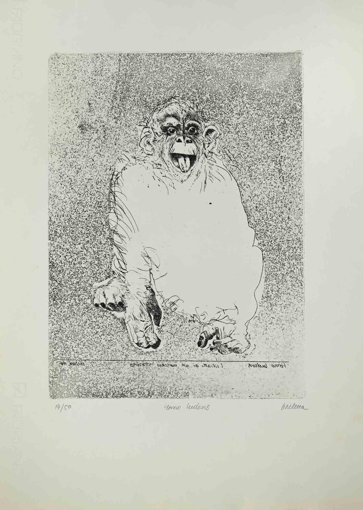 Homo Ludens - Etching by Sergio Barletta - 1960s