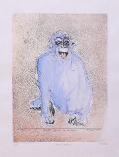 Vintage Homo Ludens - Original Etching on Paper by Sergio Barletta - 1970s