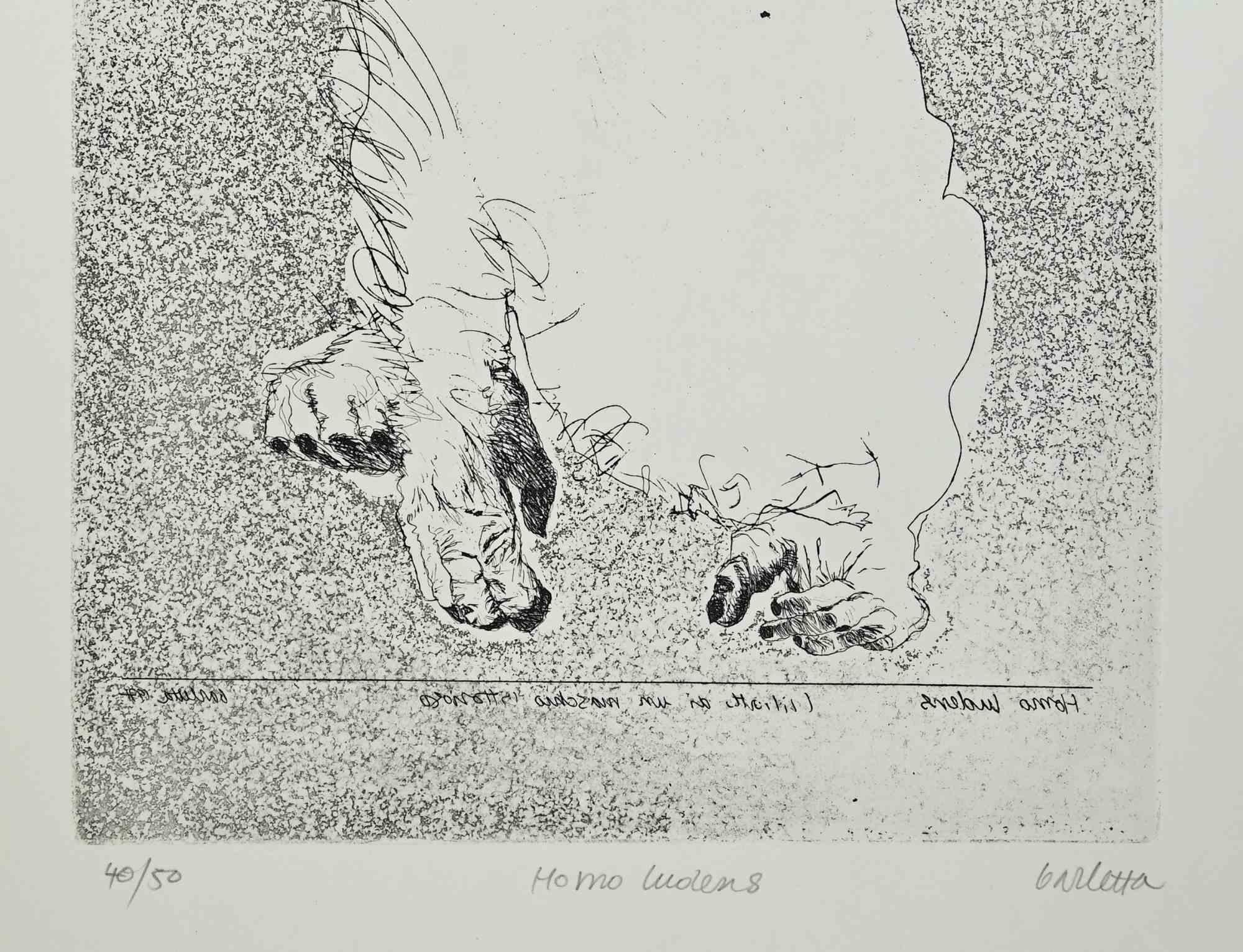 Affen – Radierung von Sergio Barletta – 1970er Jahre im Angebot 1