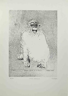 Monkey - Etching by Sergio Barletta - 1970s