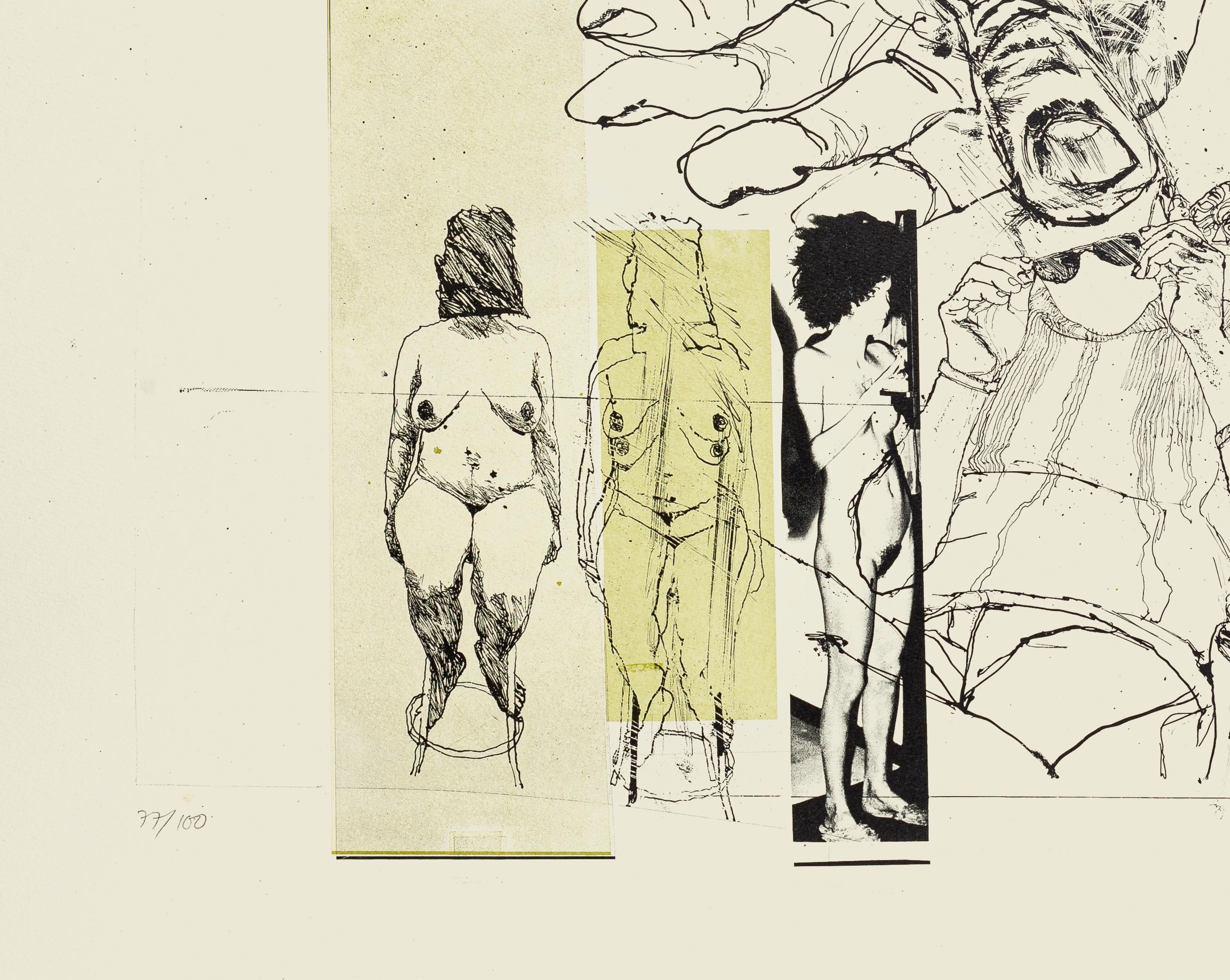 Nude and Hand - Original Lithograph by Sergi Barletta - 1970s - Contemporary Print by Sergio Barletta