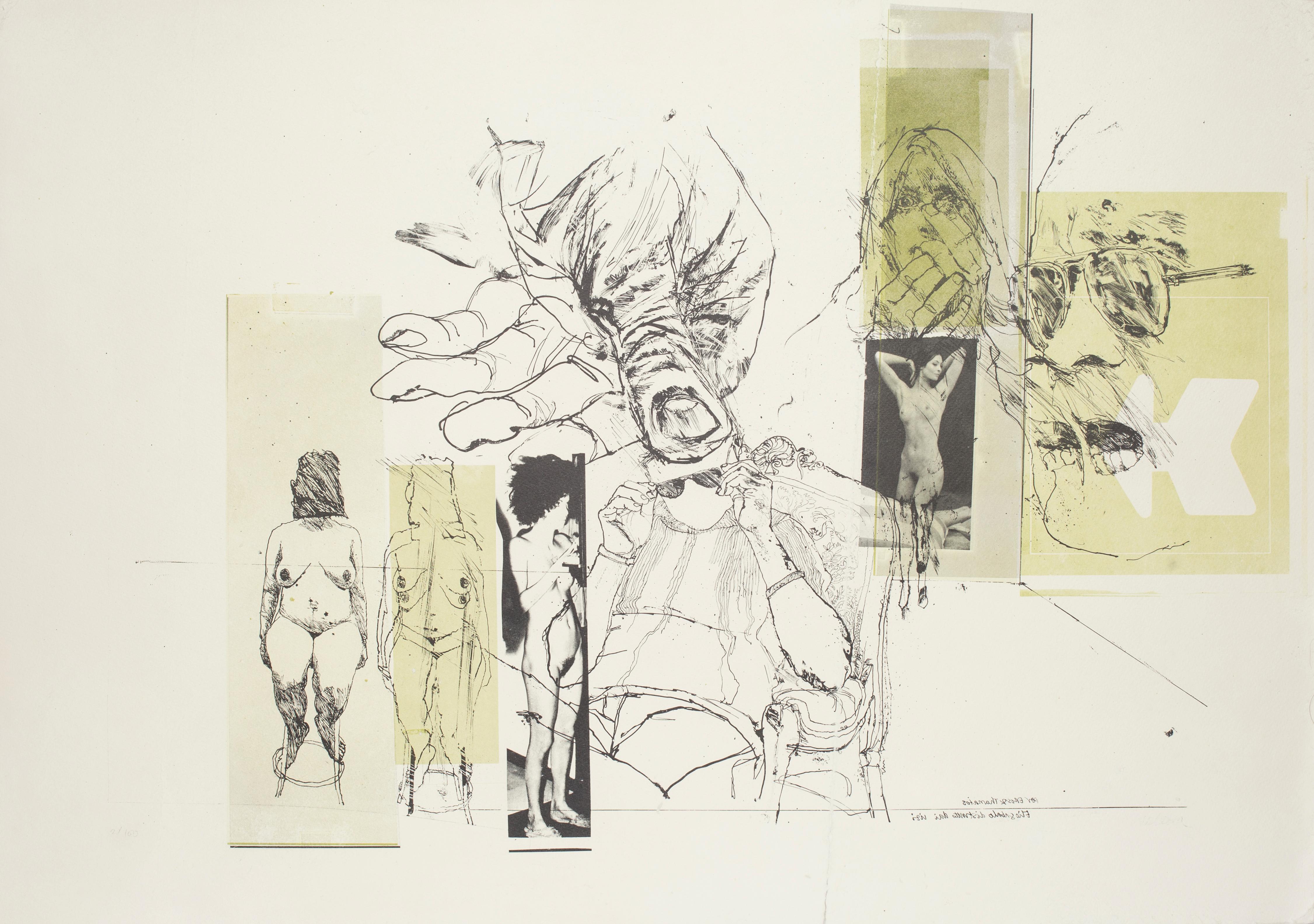 Sergio Barletta Print - Nude and Hand - Lithograph by Sergi Barletta - 1970s