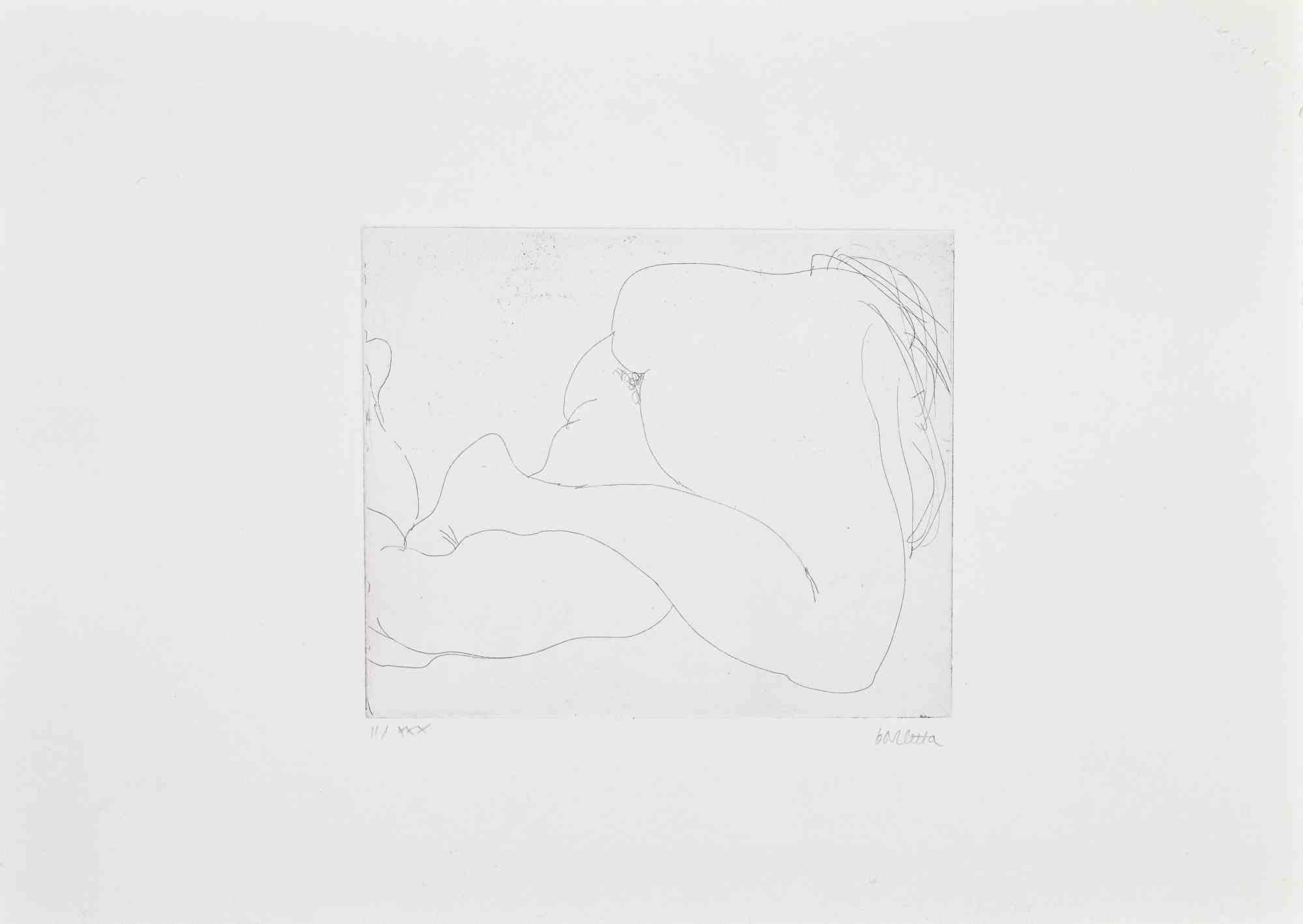 Nude - Etching by Sergio Barletta - 1970s