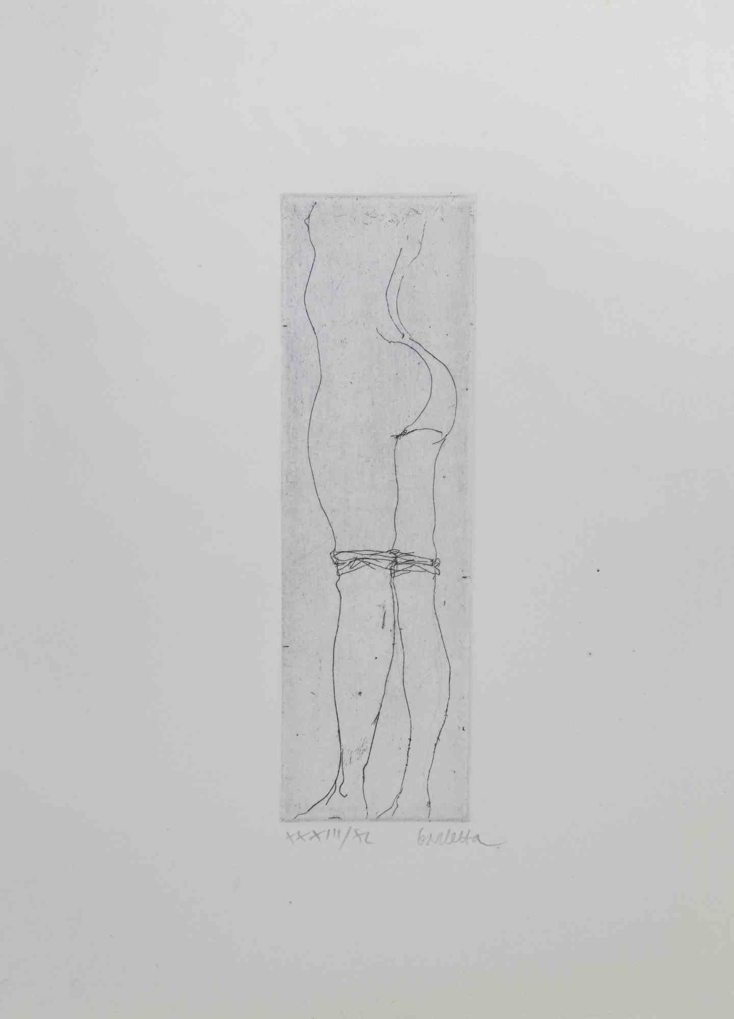 Nude est une gravure sur carton réalisée par Sergio Barletta en 1974. 

dimensions de la feuille, 25 x 17 cm.

Signé au crayon dans la marge inférieure droite.

Edition XXXIII/XL 

Bonnes conditions