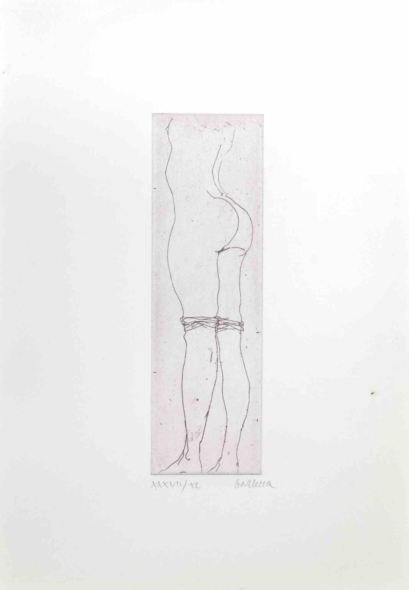 Nude is aetching realized by Sergio Barletta in 1974. 

Sheet dimensions, 25 x 17 cm.

Handsigned in pencil in the lower right margin.

Edition XXXVII/XL. 

Good condtions. 