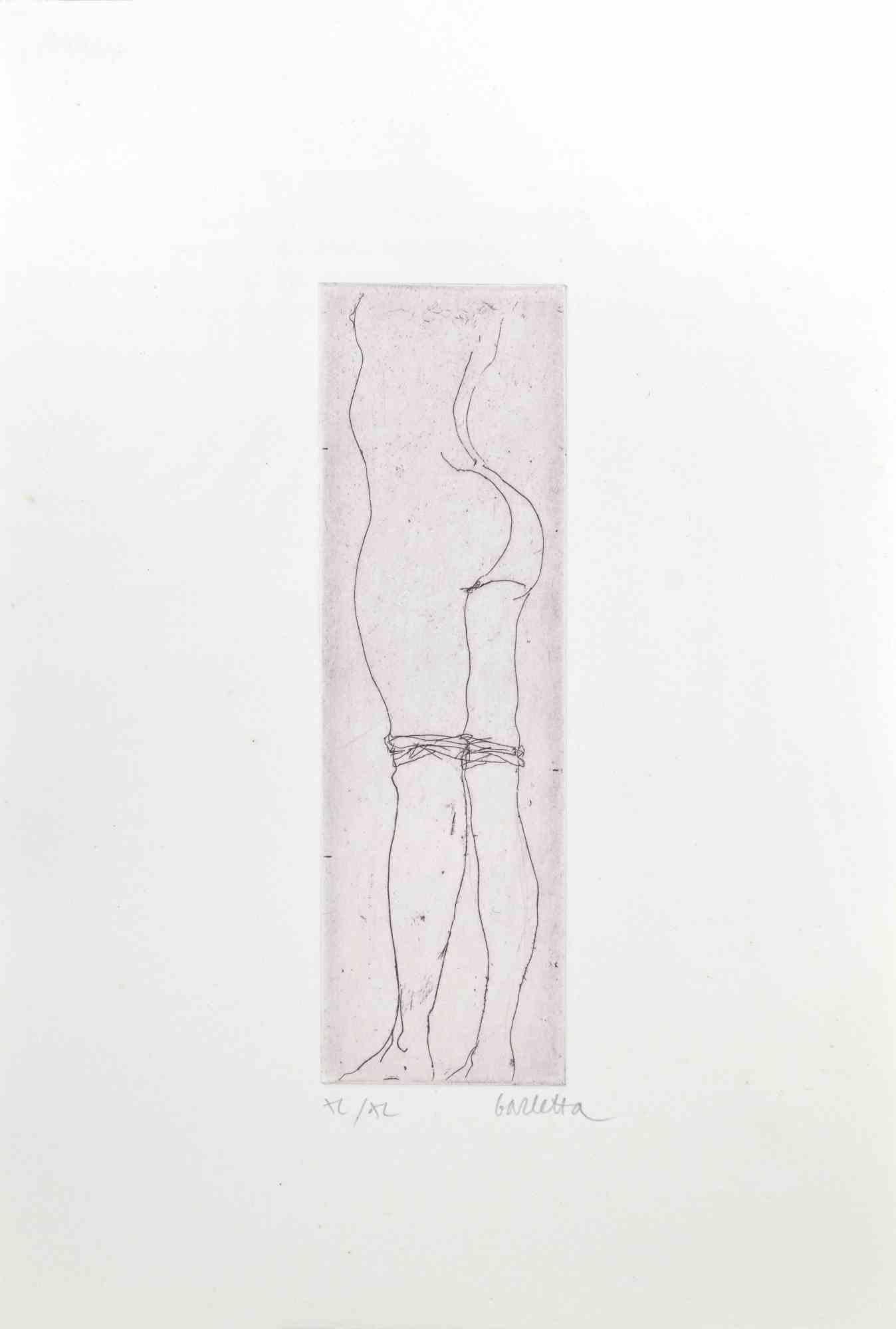 Nude ist eine Radierung auf Karton von Sergio Barletta aus dem Jahr 1974. 

Maße des Blattes: 25 x 17 cm.

Ausgabe XL/XL

Handsigniert mit Bleistift am unteren rechten Rand.

Guter Zustand
