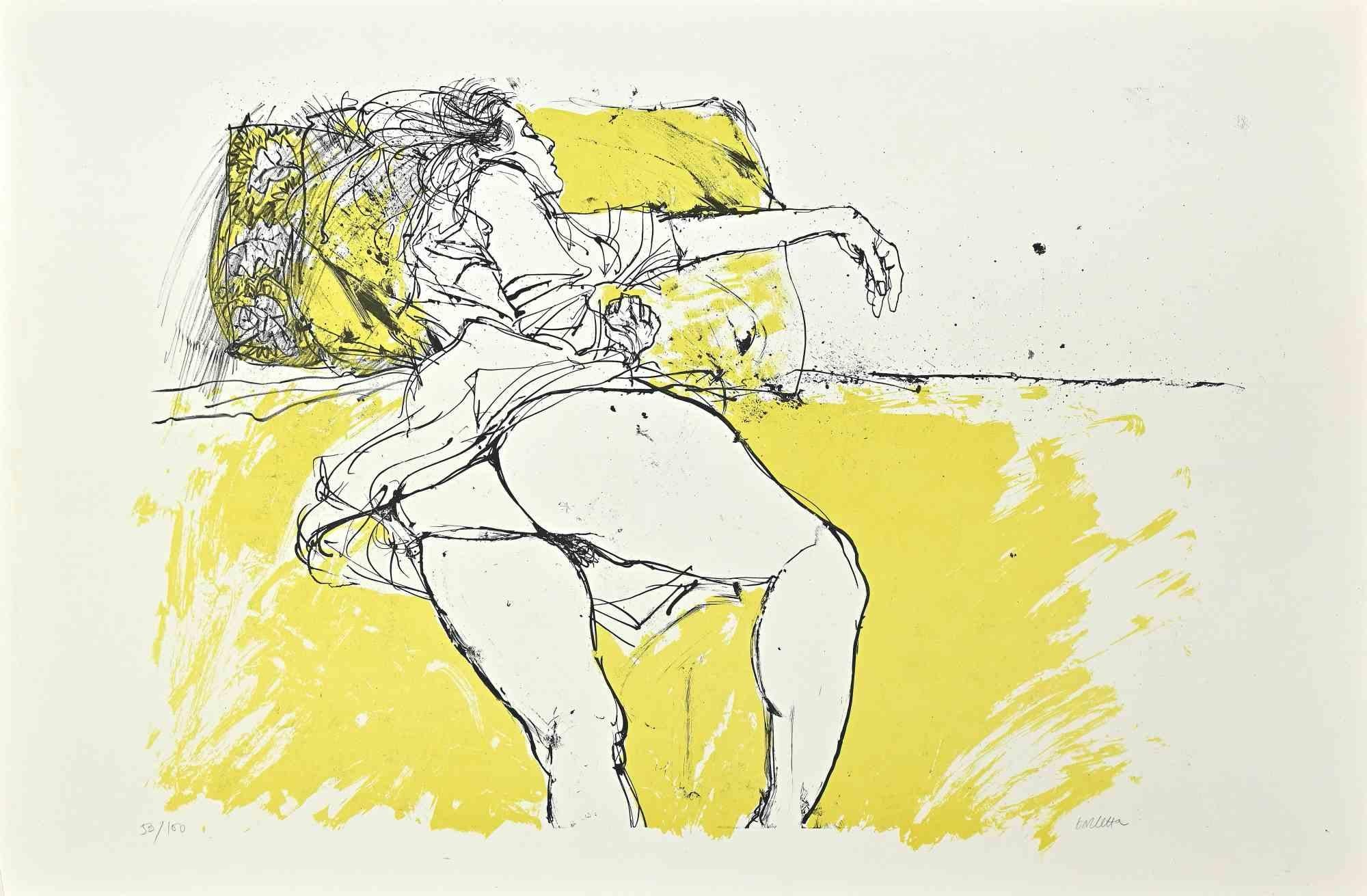 Nude is a lithograph a on paper realized in 1980 by  Sergio Barletta.

Hand-signed  on the lower right in pencil. from the edition of 100 prints. Numbered in pencil on the lower left.

In good condition except for a small cut on the lower