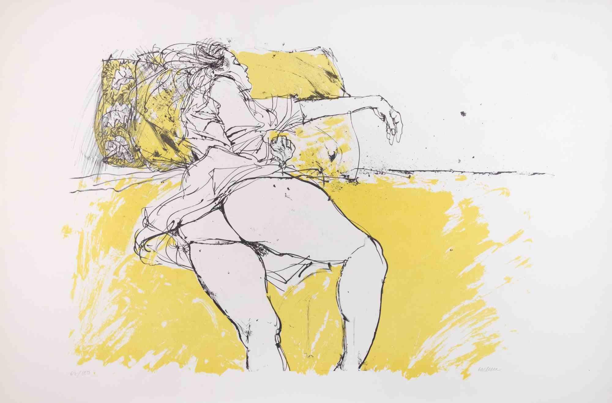 Akt-Lithografie auf Papier, zeitgenössisch, signiert, Auflage: 100, 1980