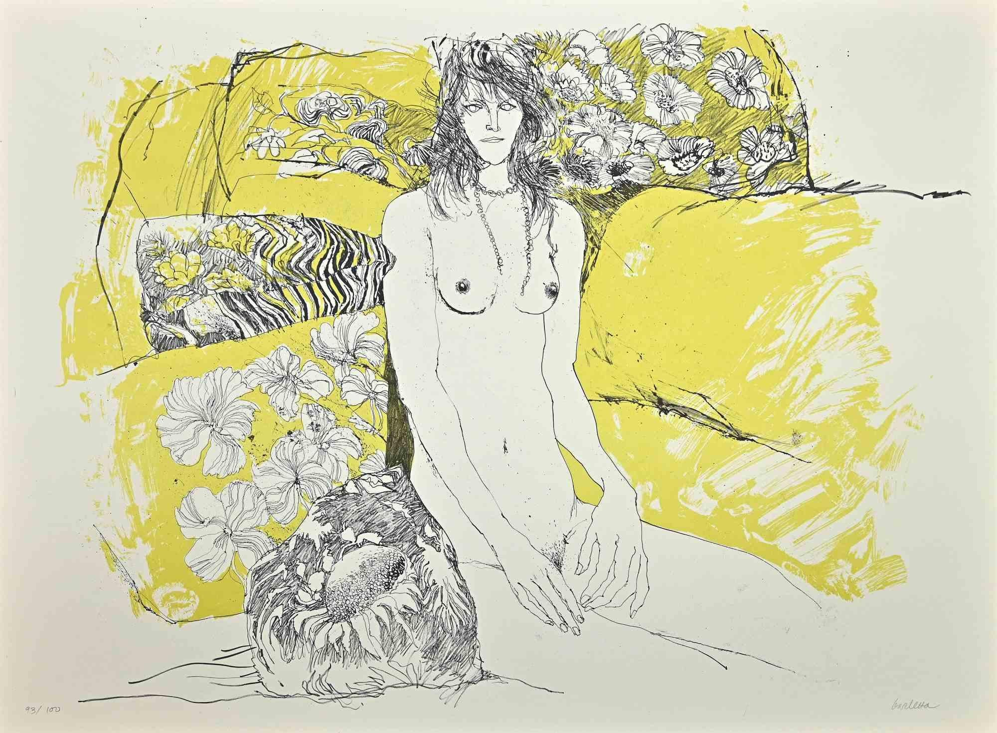 Nude is a lithograph a on paper realized in 1980s by Sergio Barletta. Hand-signed on the lower right in pencil. From the edition of 100 prints. Numbered in pencil on the lower left. In good condition.

Sergio Barletta  (1934) is an Italian