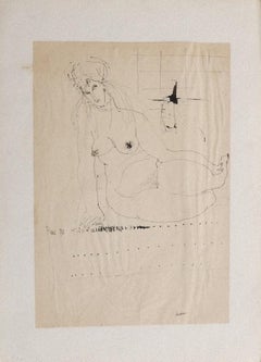 Nu - Dessin d'origine au stylo par Sergio Barletta - 1958