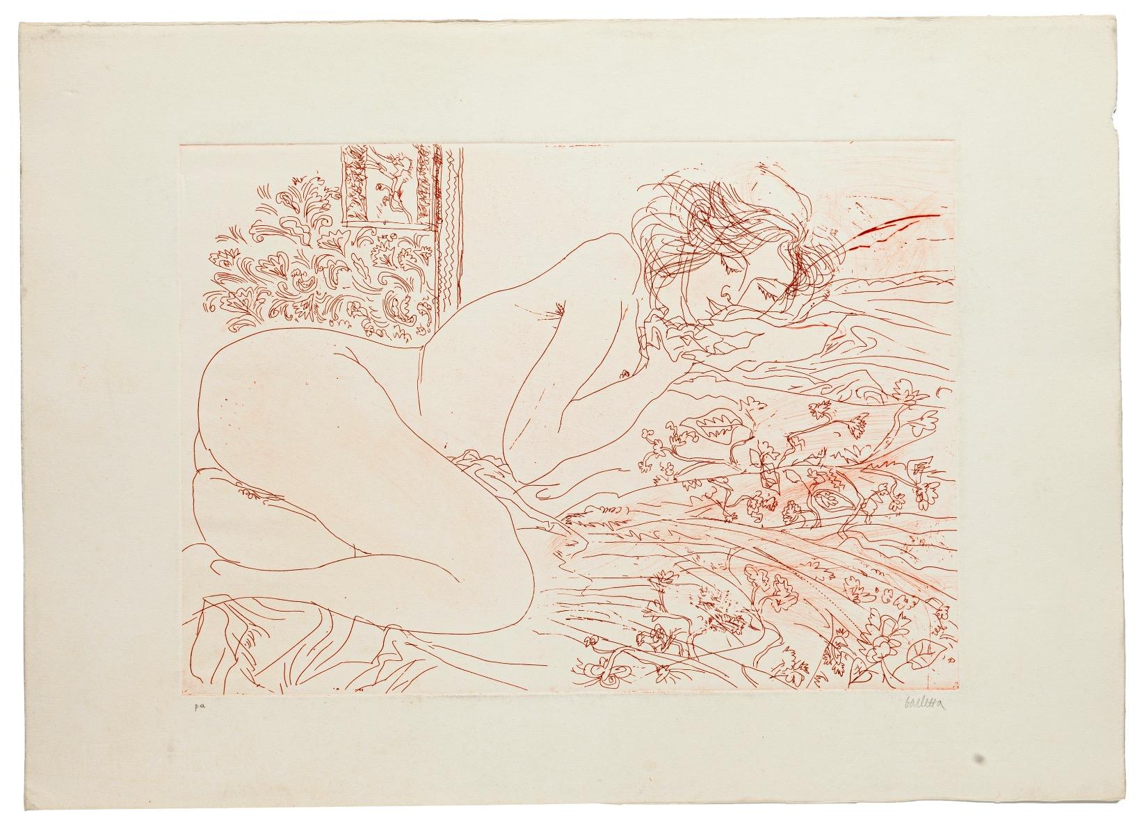 Nude - Etching by Sergio Barletta - 1970s For Sale 1