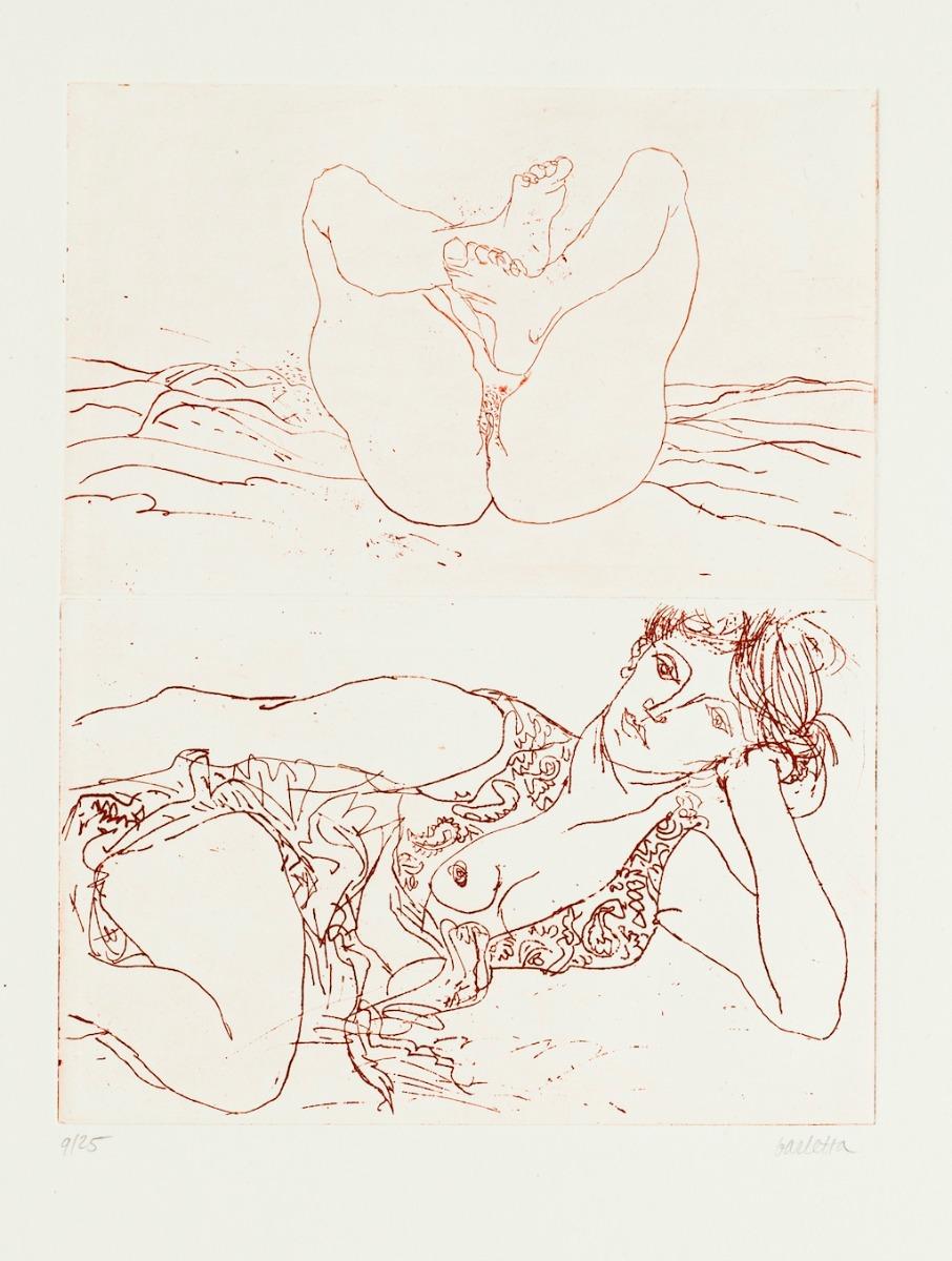 Nude - Etching by Sergio Barletta - 1980s