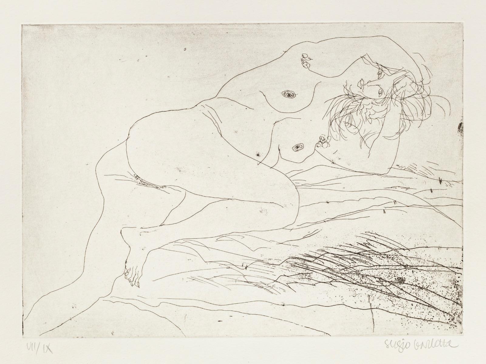 Gravure originale d'un nu de Sergio Barletta - XXe siècle