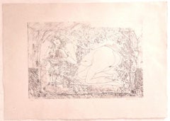 Nudo  -  Acquaforte su cartone di Sergio Barletta - Anni '70