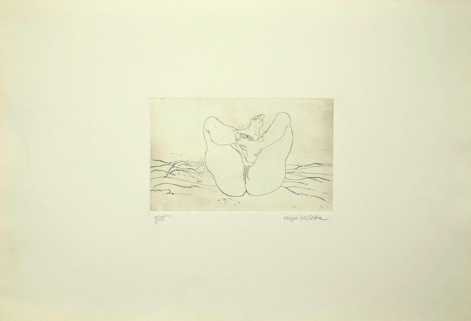 Nude - Etching on Paper by Sergio Barletta - 1980s For Sale 1