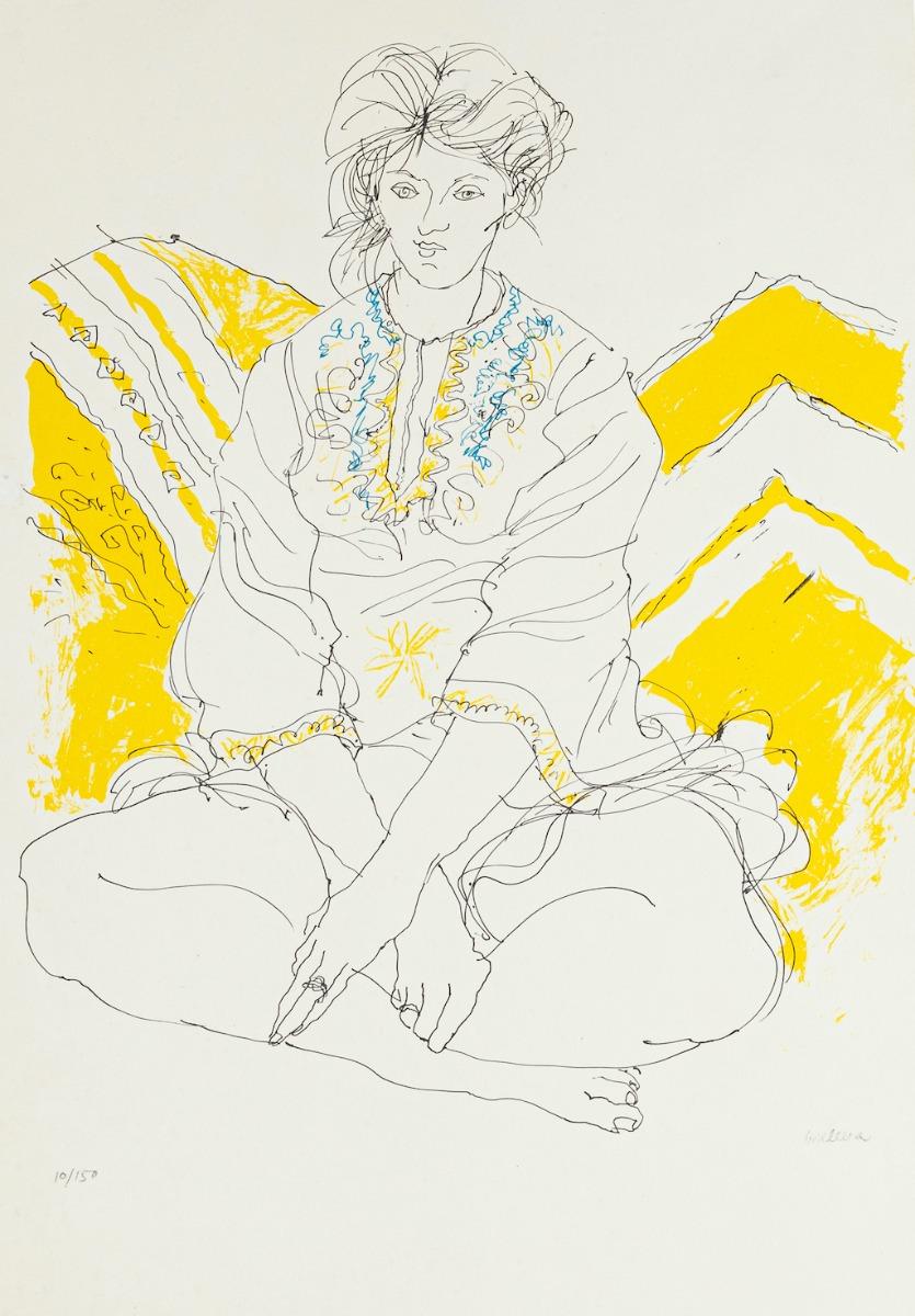 Seated Woman - Lithograph by Sergio Barletta - 1980's