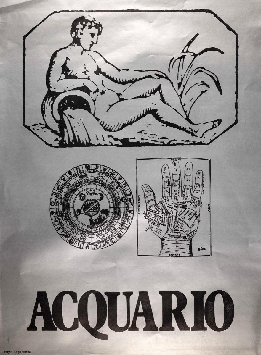 Segno Zodiacale Acquario - Original Screen-Print by Sergio Barletta - 1973