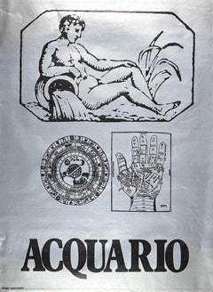 Segno Zodiacale Acquario - Original Screen Print by Sergio Barletta - 1973