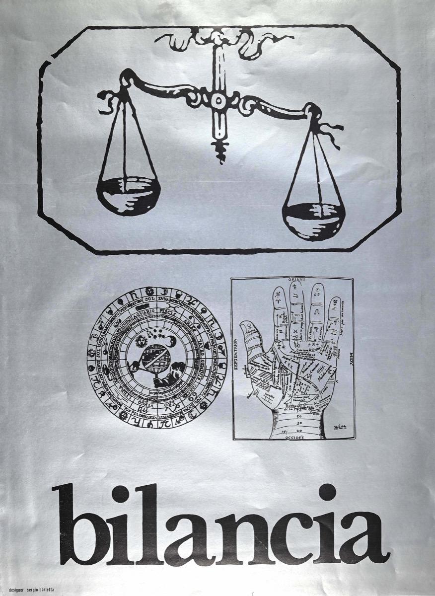 Segno Zodiacale Bilancia è una serigrafia originale su carta grigia realizzata da Sergio Barletta.

Firmato sul margine inferiore sinistro.

In buone condizioni, tranne che per i bordi piuttosto consumati.

L'opera d'arte rappresenta il segno