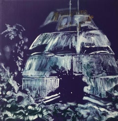 Barco Violeta II. Peinture mixte sur toile