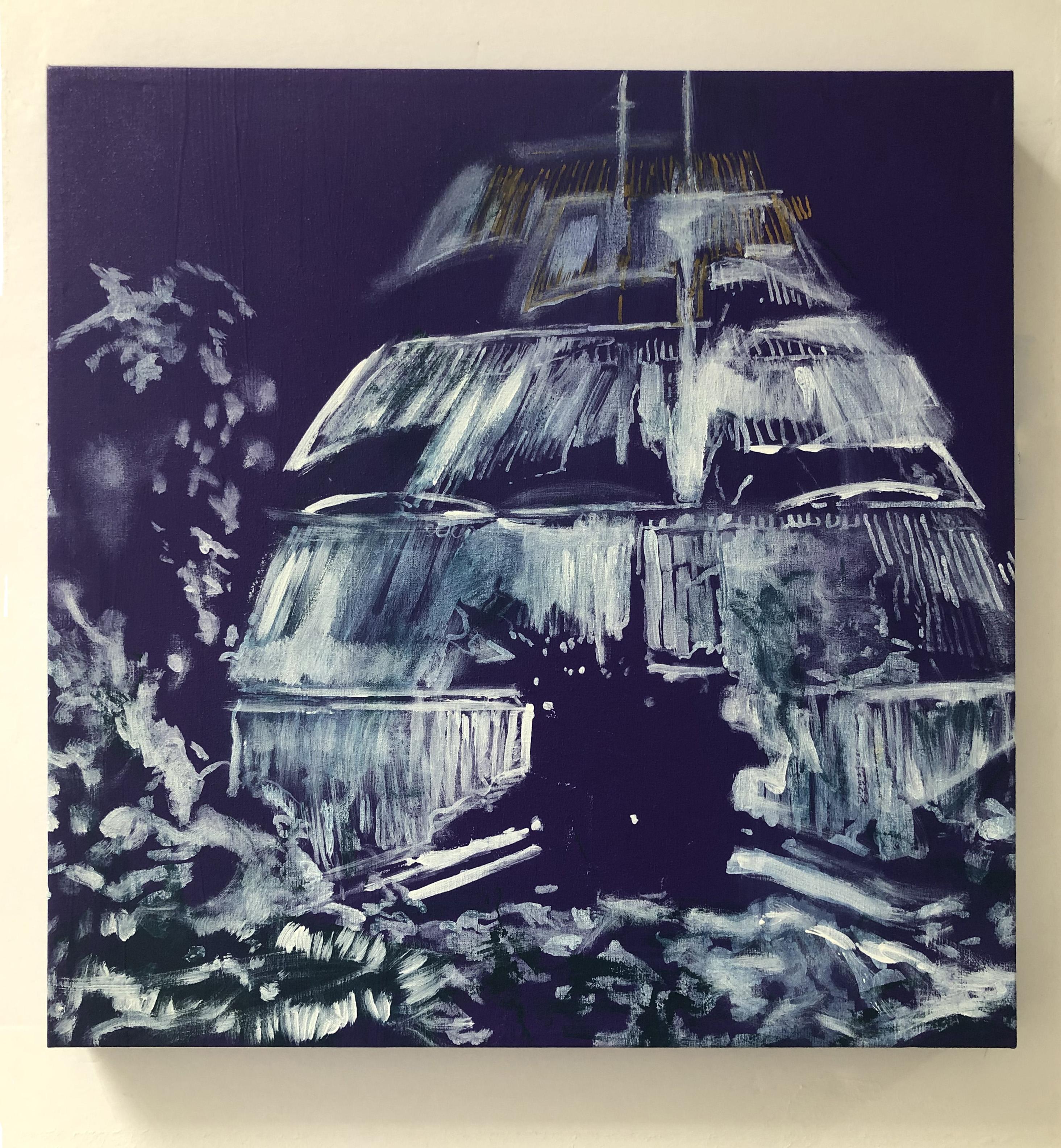 Barco Violeta II. Pintura mixta sobre lienzo - Mixed Media Art de Sergio Bazan