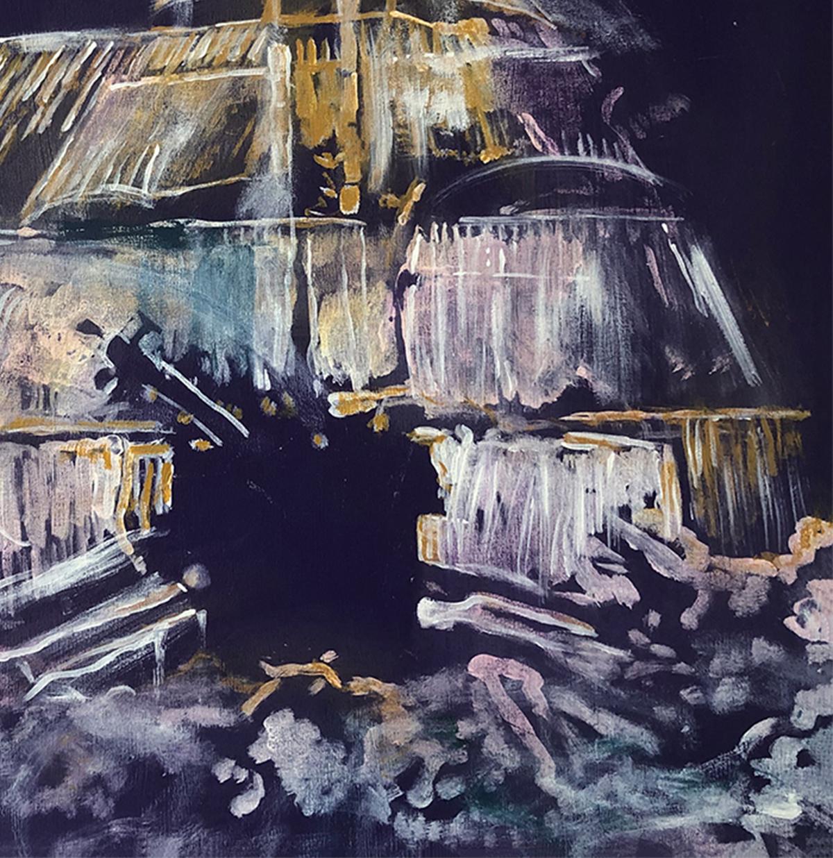 Barco Violeta III. Mix-Media-Gemälde auf Leinwand (Zeitgenössisch), Mixed Media Art, von Sergio Bazan