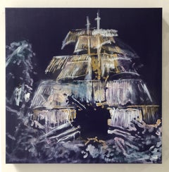 Barco Violeta III. Mix media painting on Canvas
