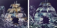 Barcos Violeta II e III, Dittico . Pittura a tecnica mista su tela