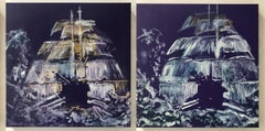 Barcos Violeta II & III, Diptychon. Mix-Media-Gemälde auf Leinwand