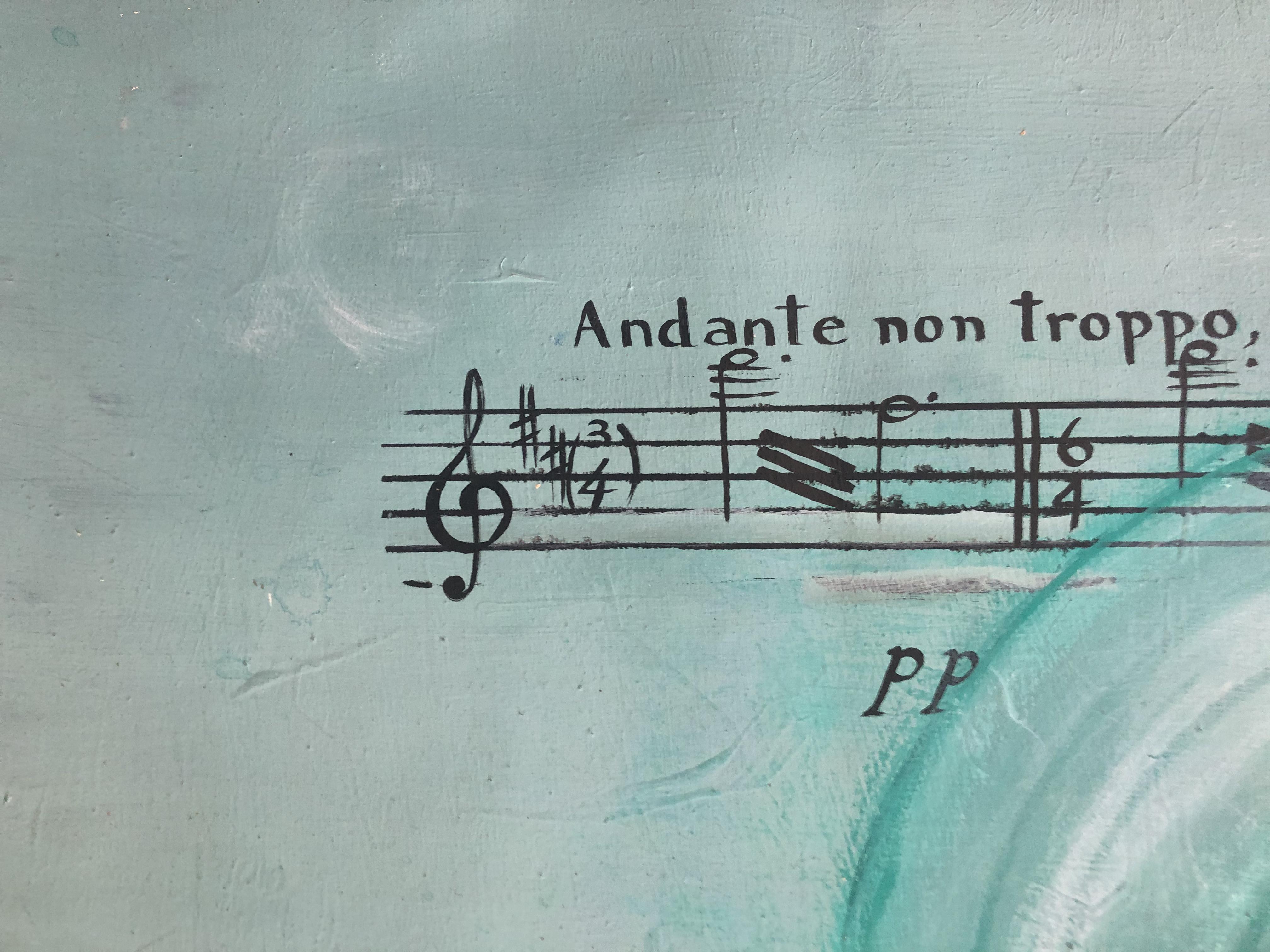 Andante, De la serie Musica ausente.  Pintura abstracta sobre lienzo. - Painting de Sergio Bazan