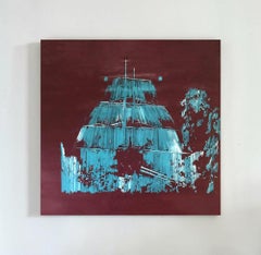 Barco Rojo. Painting. Oil paint on Canvas