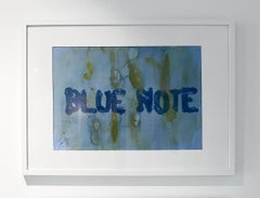 Blaue Notiz aus der Serie Chaleco Quimico. Abstraktes Gemälde auf Papier