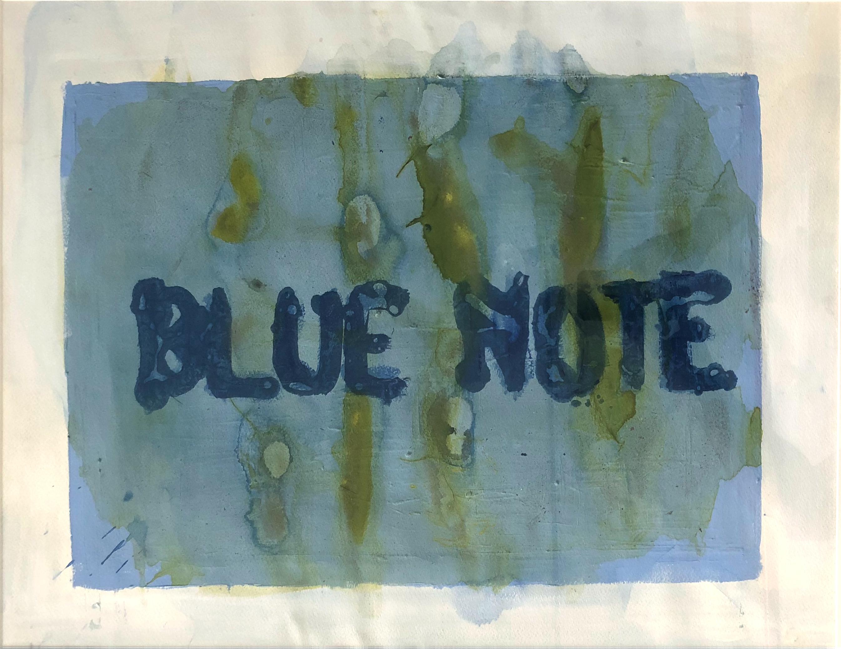 Blue Note, from the Chaleco Quimico series. Abstract painting on Paper - Painting by Sergio Bazan