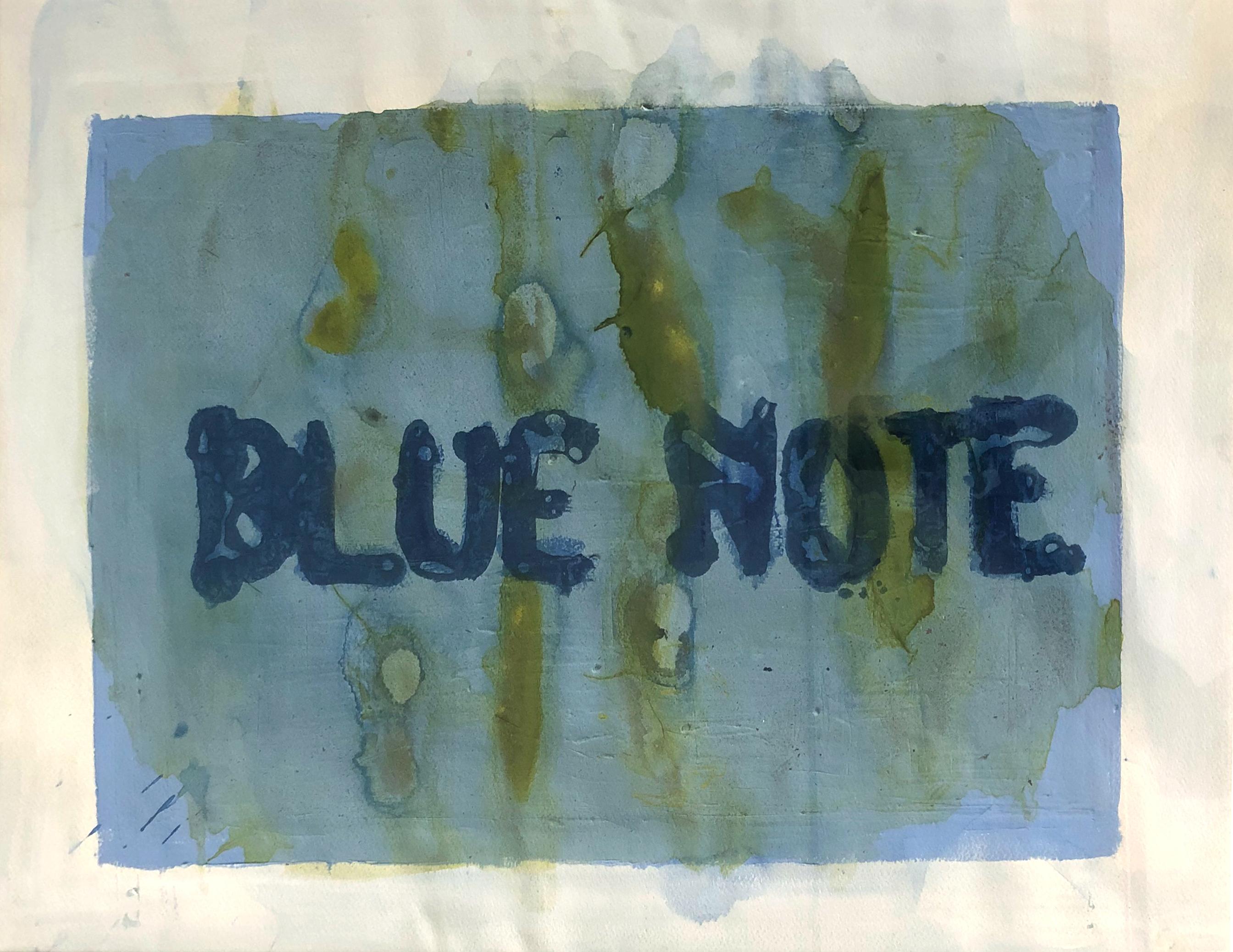 Blue Note, Sigo tu voz y Solo,  Pintura abstracta. La serie Chaleco Químico - Painting de Sergio Bazan