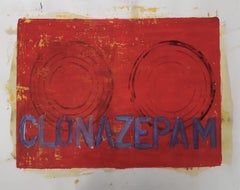 Abstraktes Gemälde auf Leinwand, Clonazepam. Aus der Reihe Chaleco Quimico