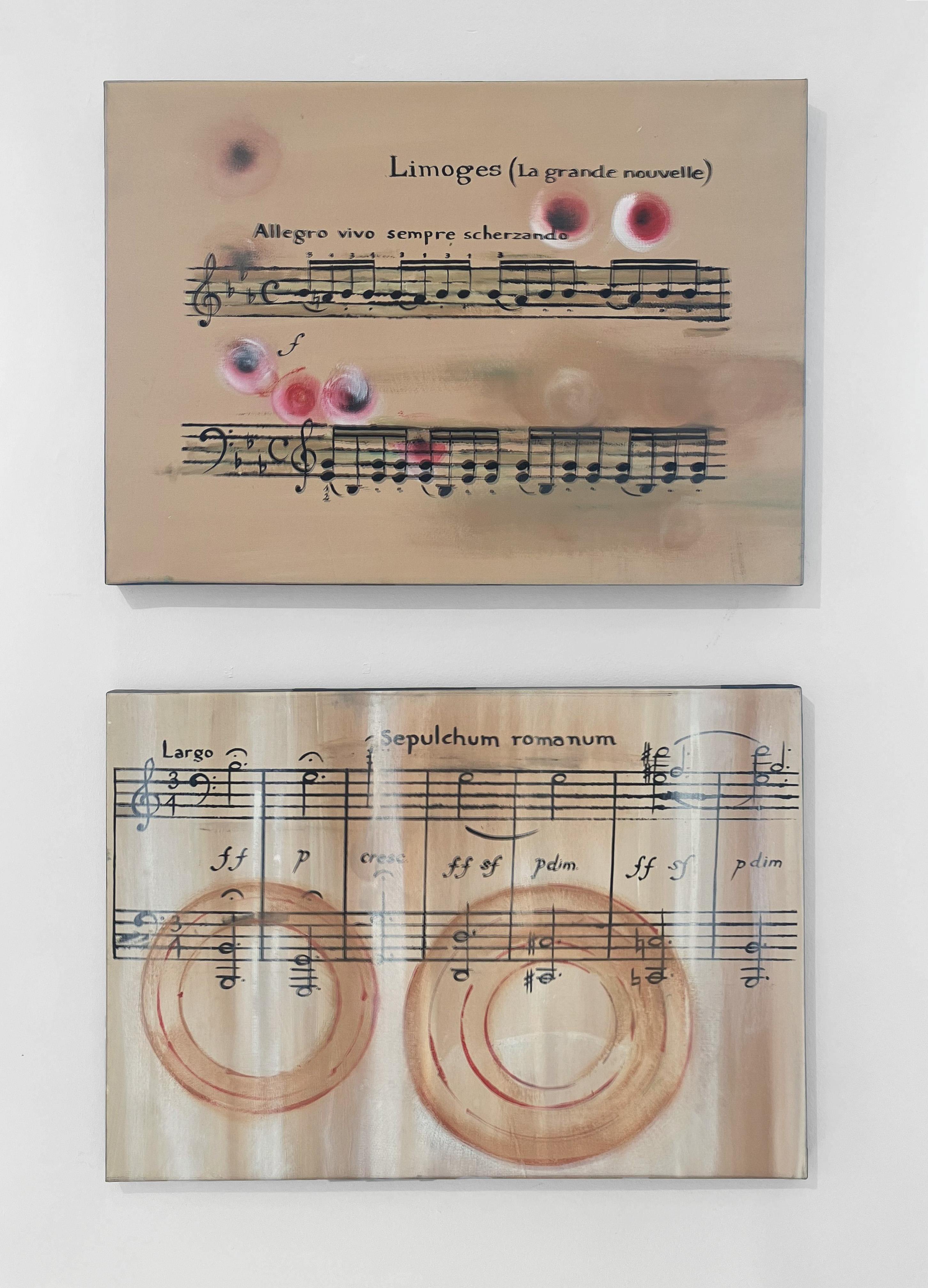 Diptych: Roma Num and Limoges. Abstract painting on canvas - Painting by Sergio Bazan