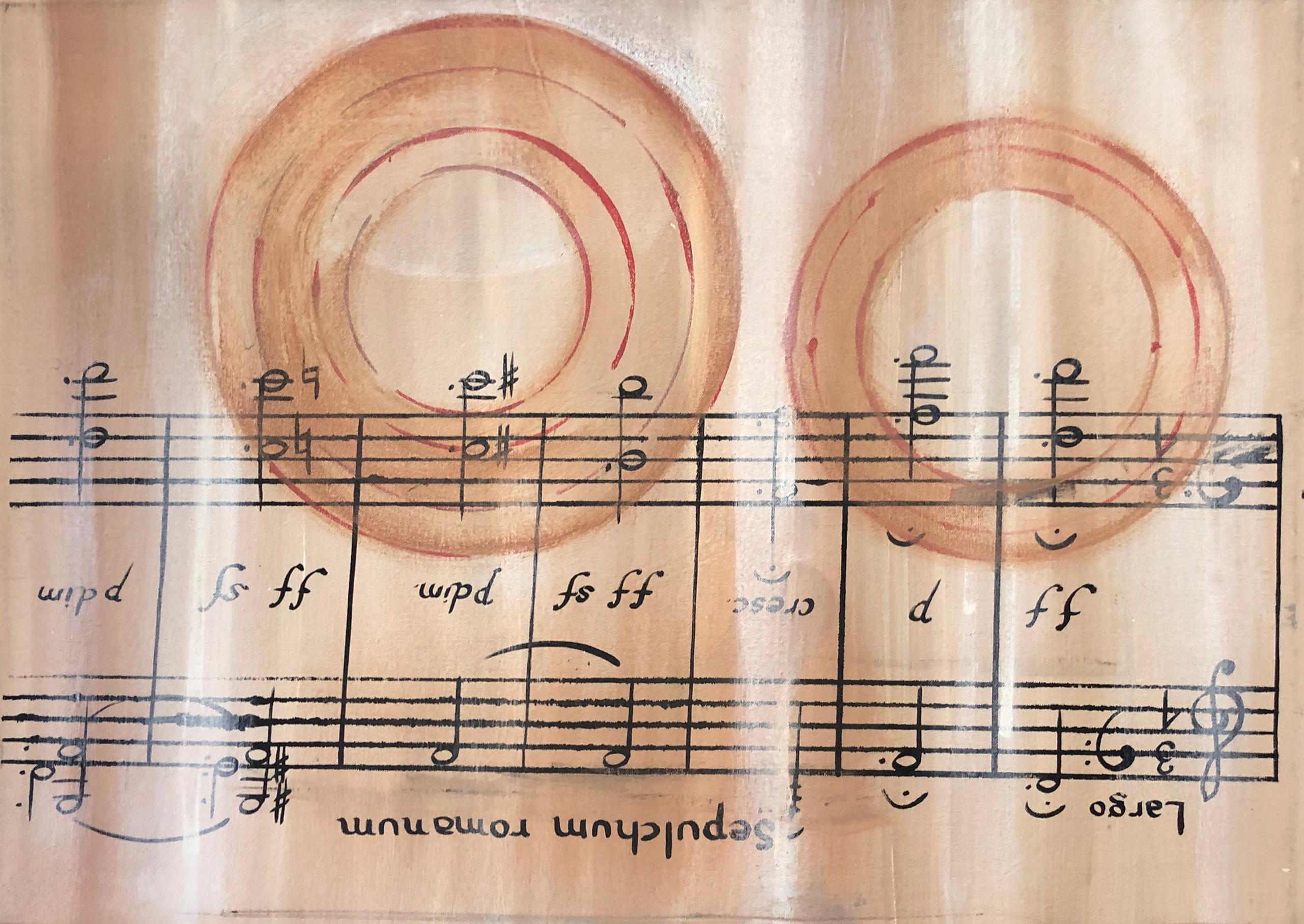 Roma Num From The Absent Music Series. Mixed media on Canvas abstract painting For Sale 4