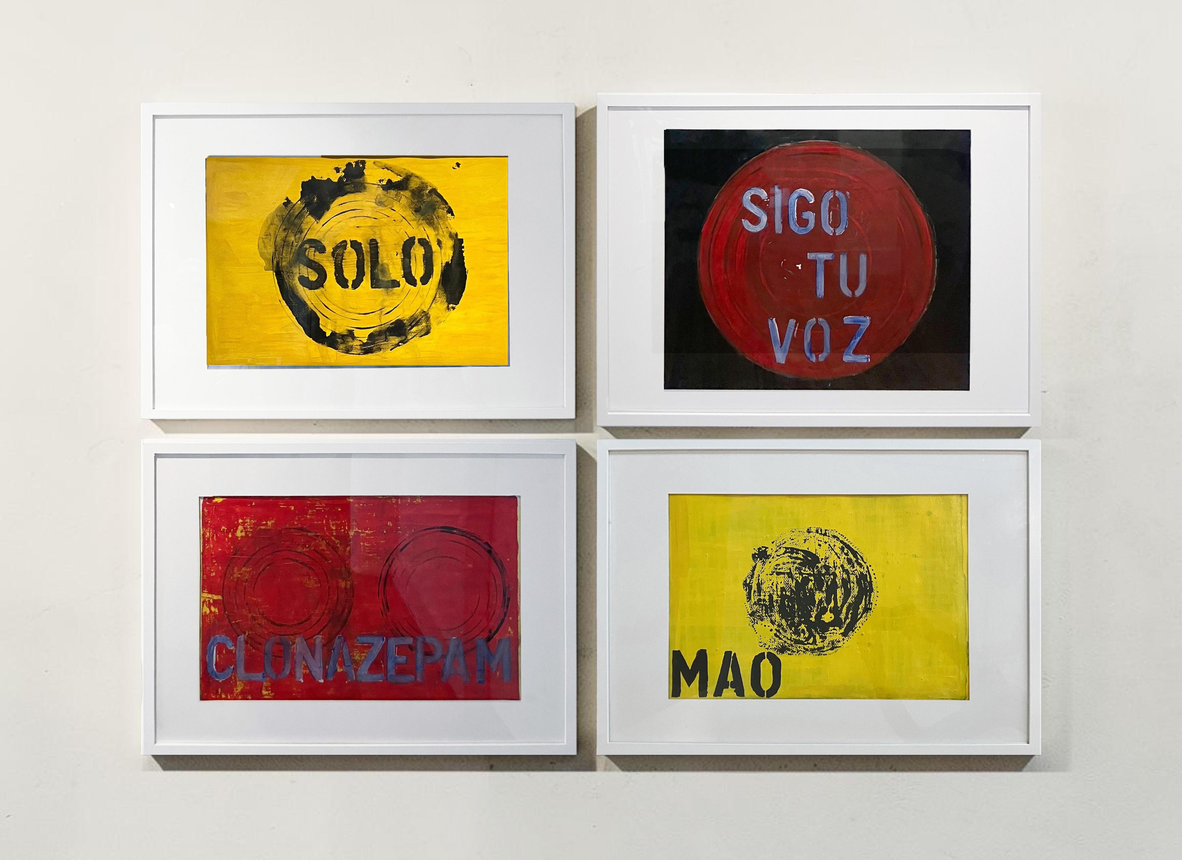 Still-Life Painting Sergio Bazan - Ensemble de 4 tableaux Solo, Sigo tu voz, Clonazepam et Mao.