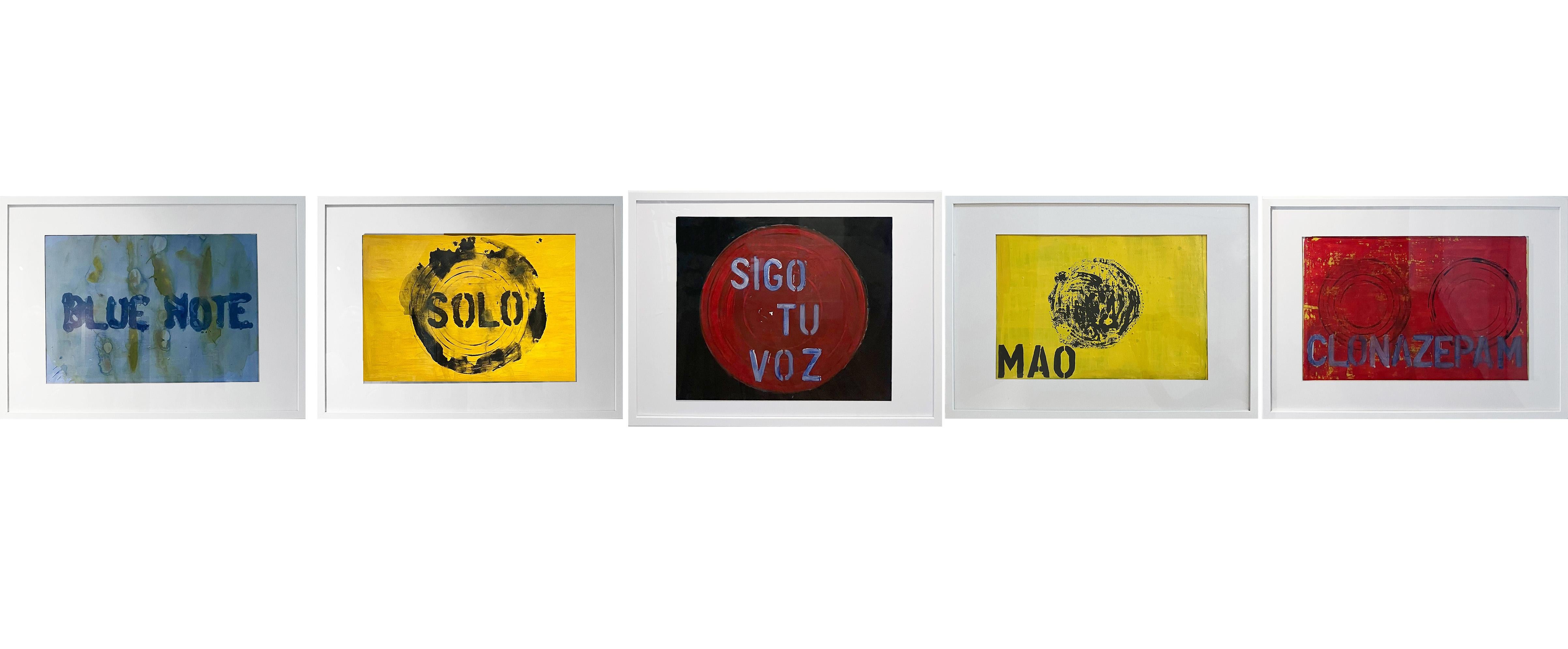 Sergio Bazan Still-Life Painting - Set of 5 Abstract Paintings. From The chemical vest series