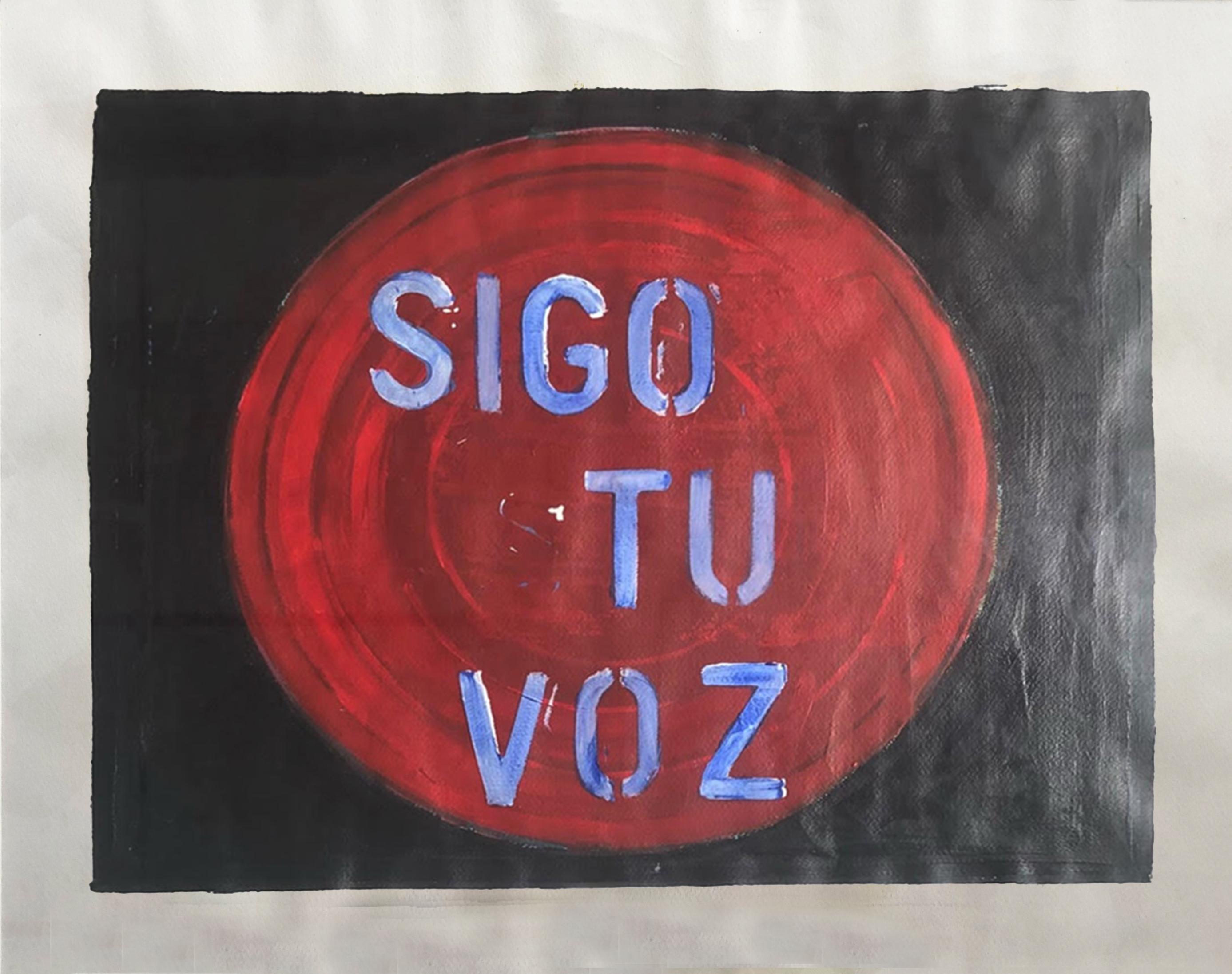 Sigo tu voz and Mao. Paintings, Diptych. From the Chaleco Quimico series - Beige Still-Life Painting by Sergio Bazan