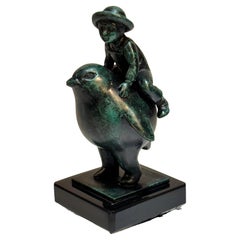Sergio Bustamante Artist’s Proof Little Bird with Boy Sculpture with COA